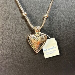 Pendant Necklace Silver Tone Lia Sophia Heart Pendant Y2K